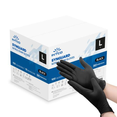 INTCO Nitril-Untersuchungshandschuh, Schwarz, Karton 10pack x 100pcs