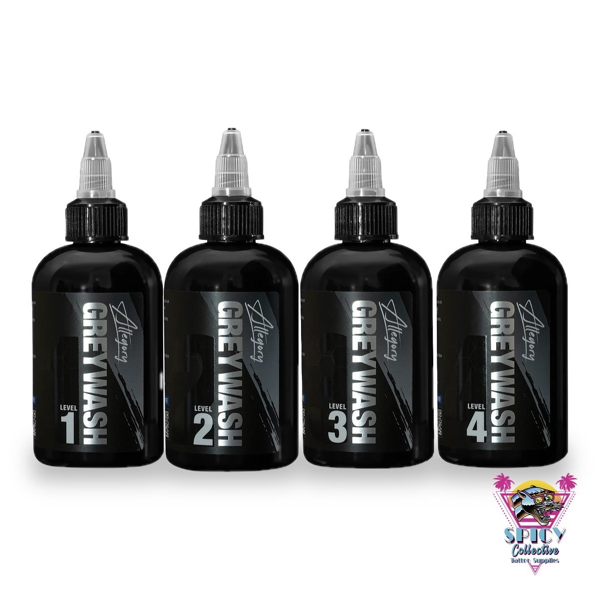 Allegory Greywash Set Drawing Ink 4 × 120 ml – Künstlerfarbe, nicht zum Tätowieren